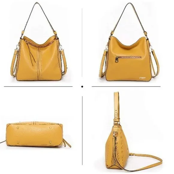 New GLA Leather Shoulder Bag-Mustard Yellow - Picture 4 of 7